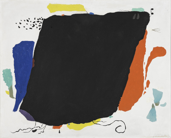 Illustration for: Willi Baumeister, Schwarzes Phantom (Black Phantom), 1952, oil and mixed media on hardboard, Museo Nacional Thyssen-Bornemisza, Madrid.