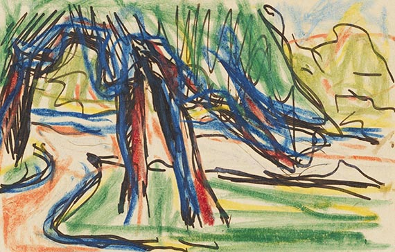 Karl Schmidt-Rottluff - Bäume am Weg (Postkarte)