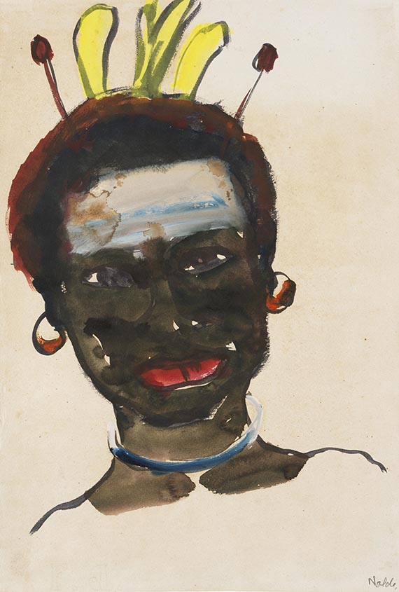 Emil Nolde - Porträt eines Mannes aus Neuguinea (mit Kopfschmuck)