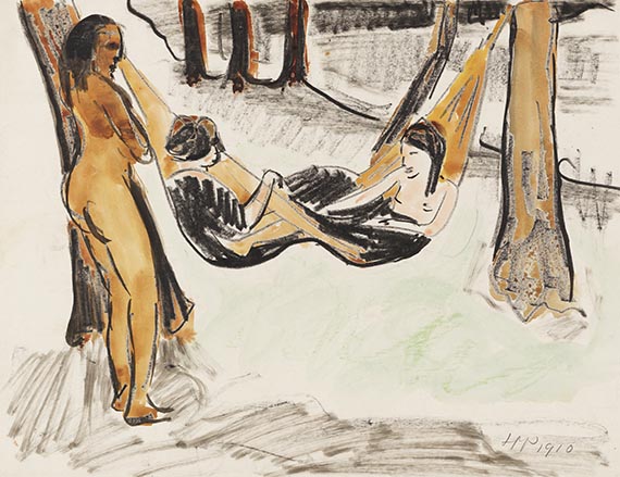 Hermann Max Pechstein - Zwei Mädchen in Hängematte
